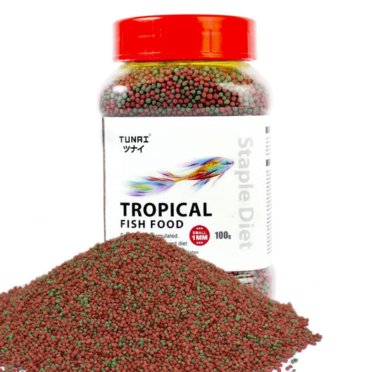 Fish Food | 100g | with 26% Protein, 1.2 MM Pellets Aquarium Fish Food for All Adult Aged Small & Medium Tropical Fishes
