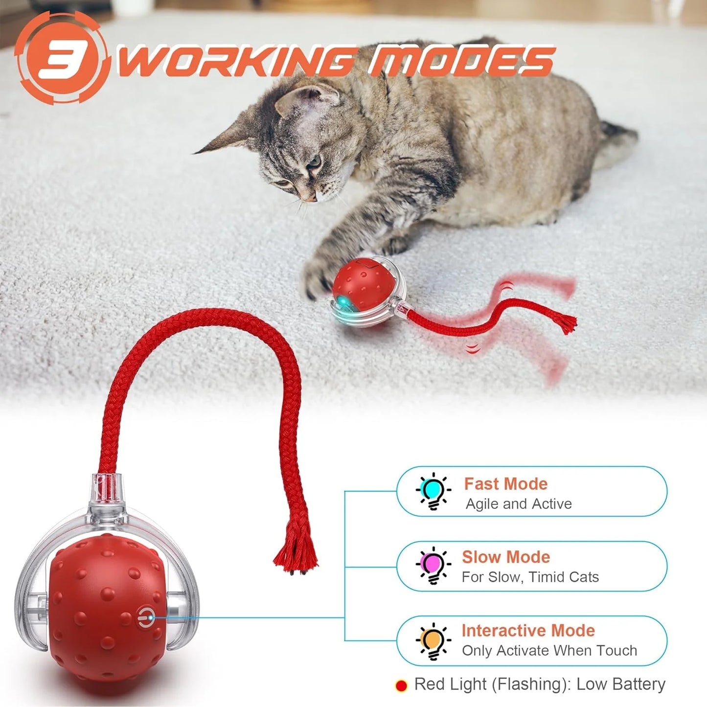 Interactive Rolling Dog Ball, New Electric Cat Toy, 360° Smart Automatic Rolling Pet Ball