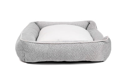 Ultra Soft Grey Bolster Pet Bed for Small & Medium Dogs & Cats, Cozy Cuddler, Polyfibre Filling |100% Cotton | Breathable & Durable| Removable & Washable Cover| All-Season Comfort (22x28x7.5 Inch)