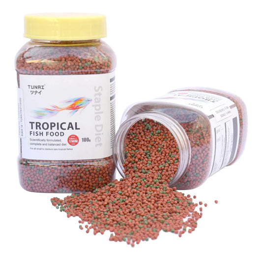 Fish Food | 100g | with 26% Protein, 1.2 MM Pellets Aquarium Fish Food for All Adult Aged Small & Medium Tropical Fishes