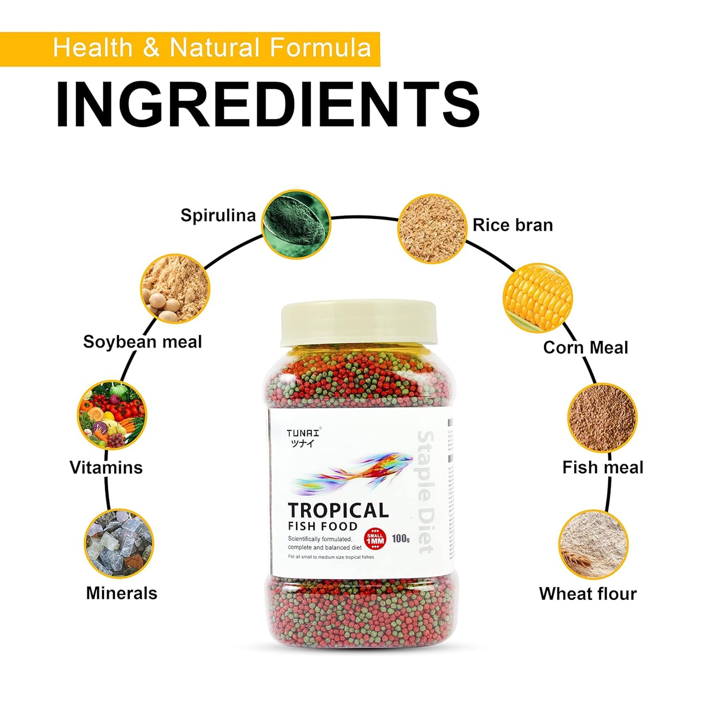 Fish Food | 100g | with 26% Protein, 1.2 MM Pellets Aquarium Fish Food for All Adult Aged Small & Medium Tropical Fishes